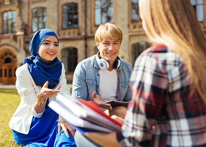 International students on campus