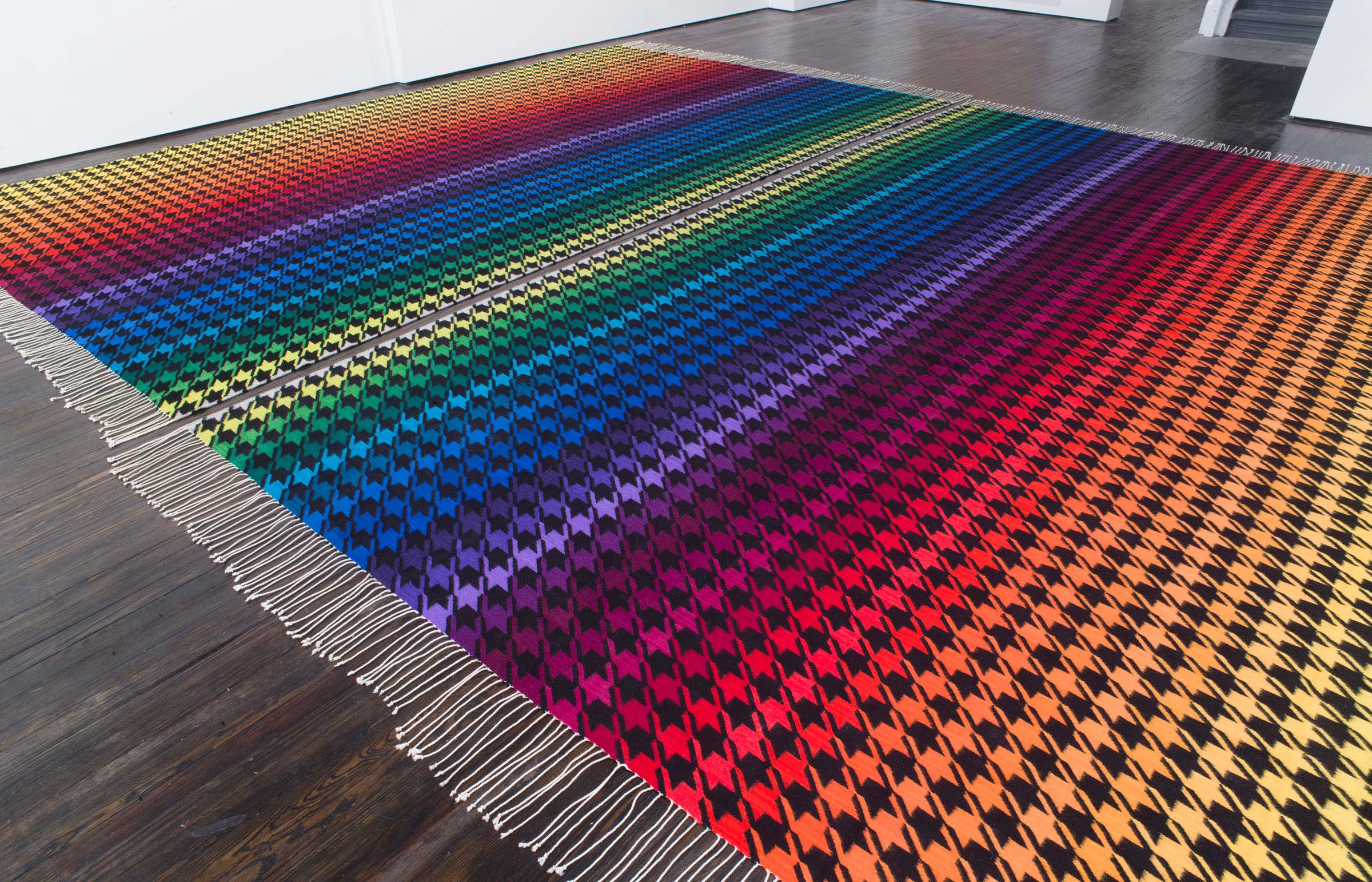 colorful houndstooth rug