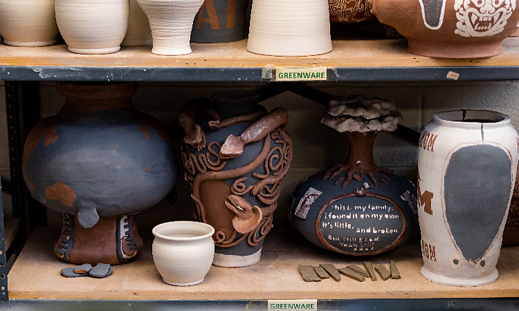 image of ceramics on a shelf