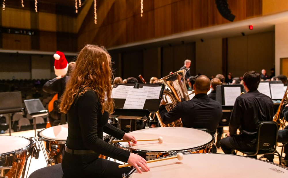 ksu percussion students performing