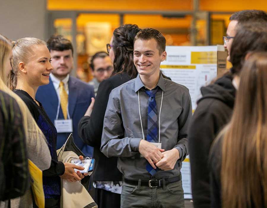 ksu students at analytics day presenting.