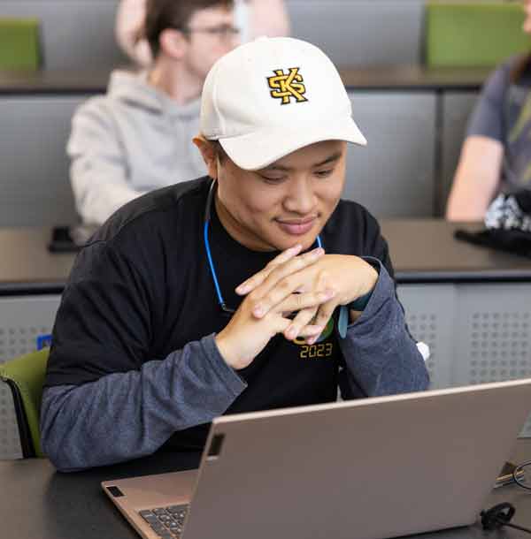 ksu ccse student looking at computer