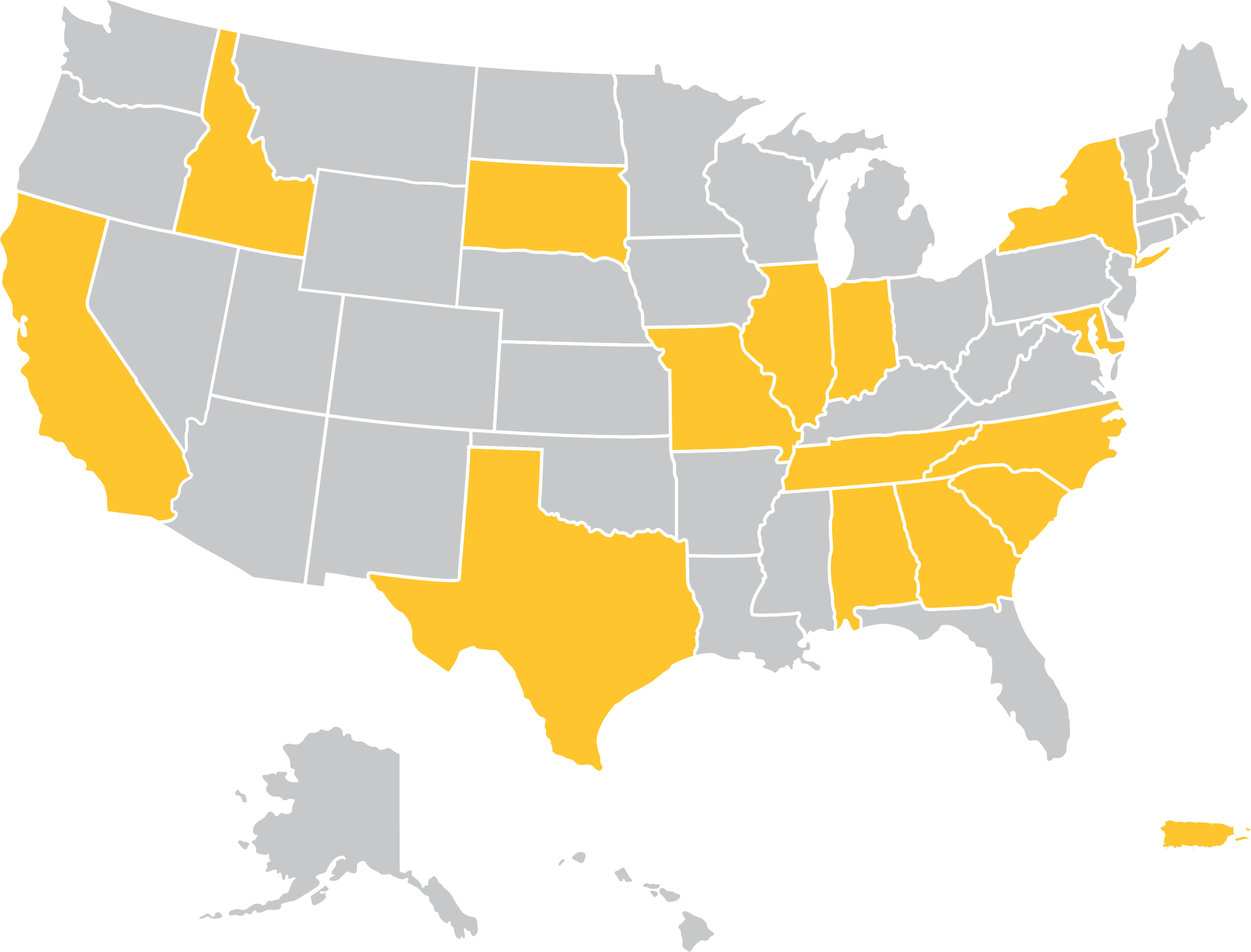 All of these US states represent where or students are from