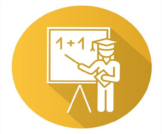 teacher pointing to board icon.