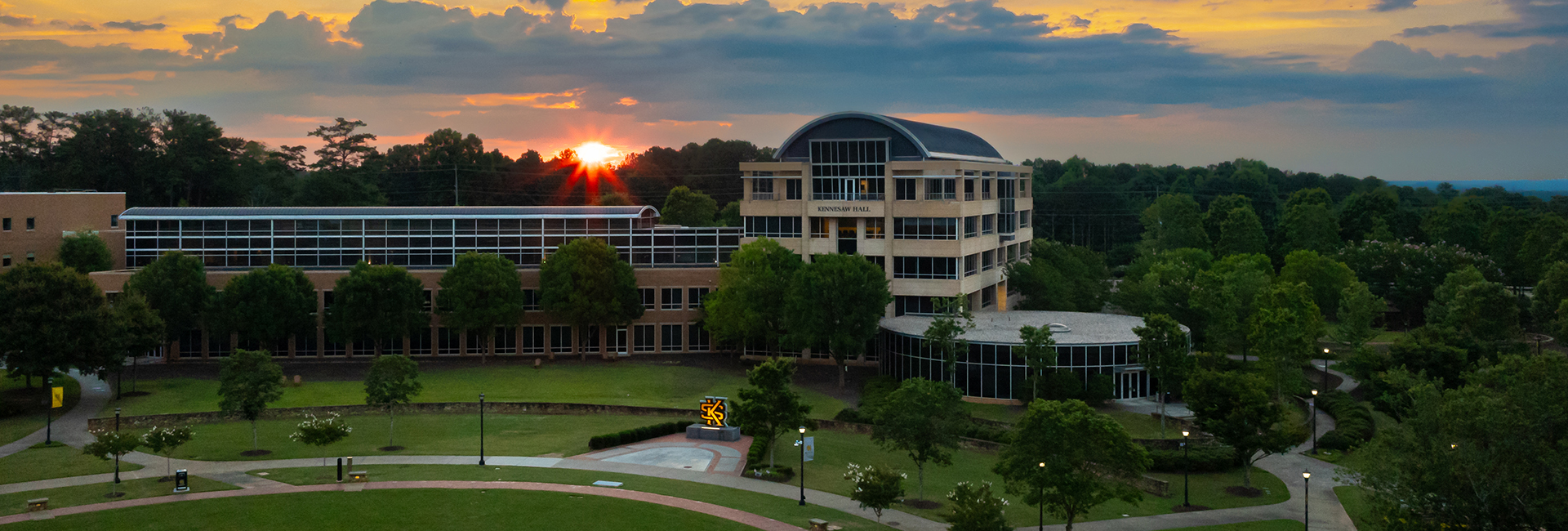 Campus Green at sunrise