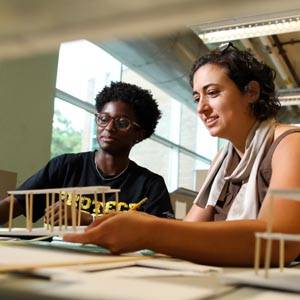 Architecture students building models