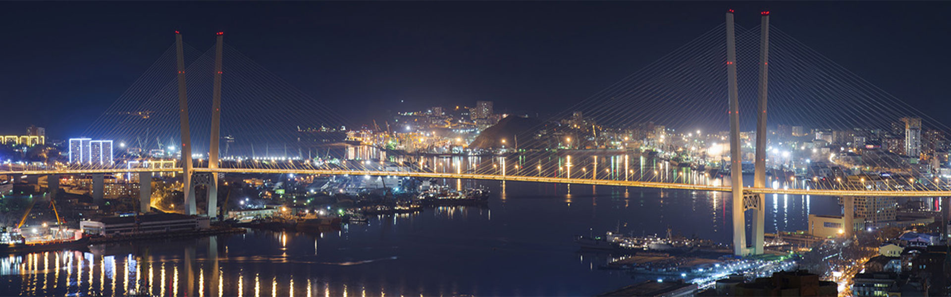 City skyline of Russia at night.