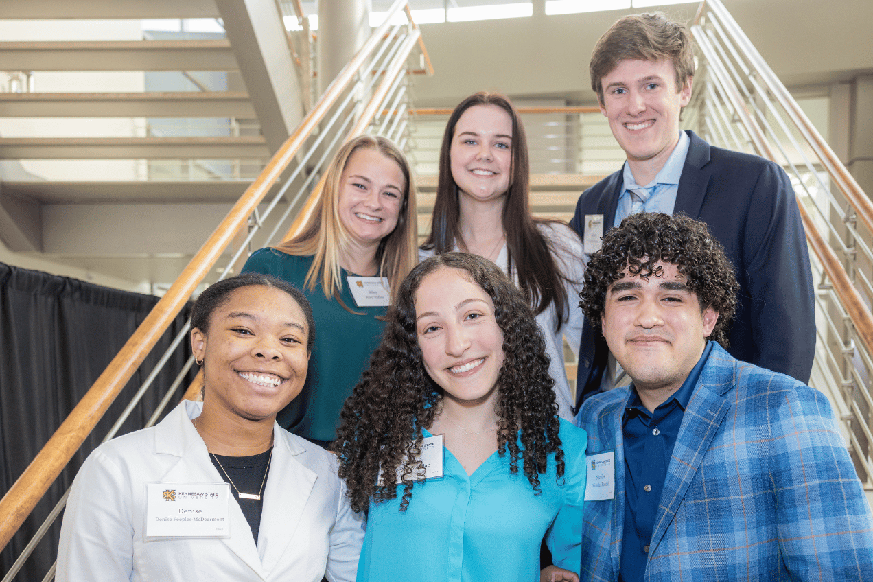 ksu nursing cohort students standing on stairs