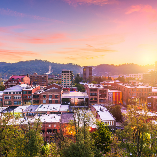 Skyline mountains view of Asheville