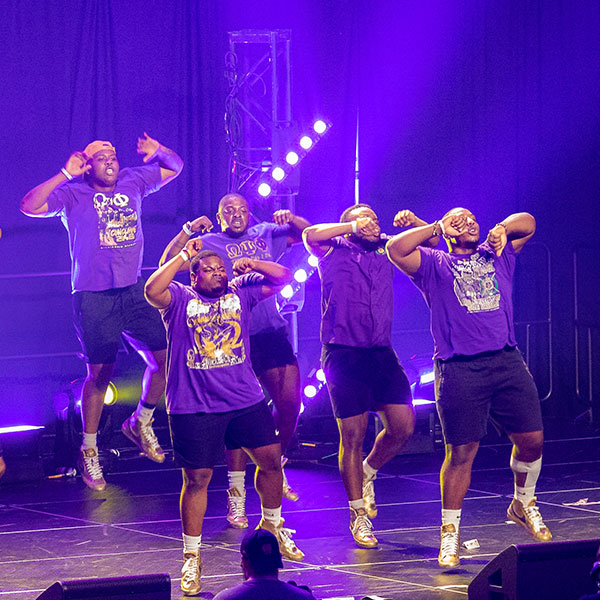 Fraternity brothers performing in annual Yard Show