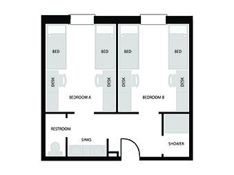 Double bedroom with 2 beds floor plan