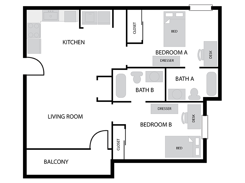 2 bedroom floor plan