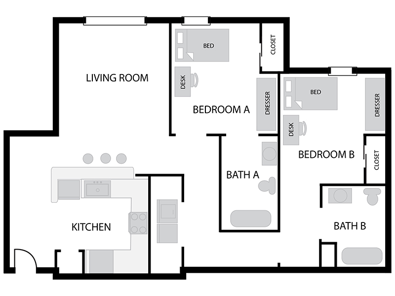 2 bedroom floor plan