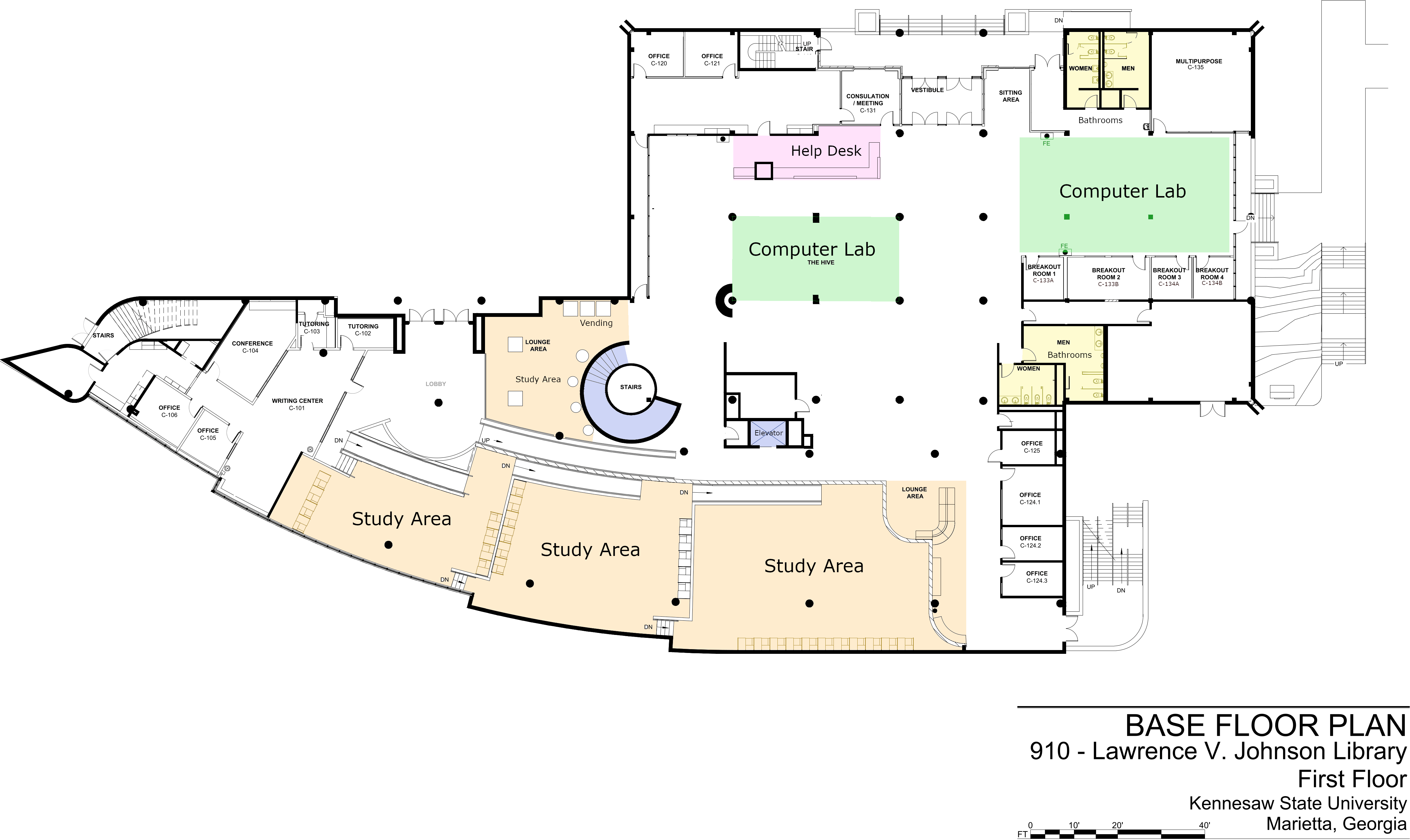 floorplan of Johnson library showing the first floor