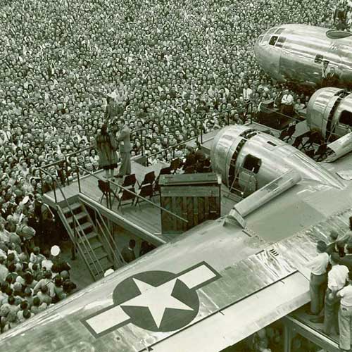 World War II plane at a manufacturing facility