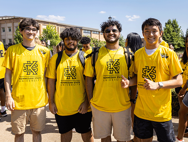 Freshmen students in flight jerseys.