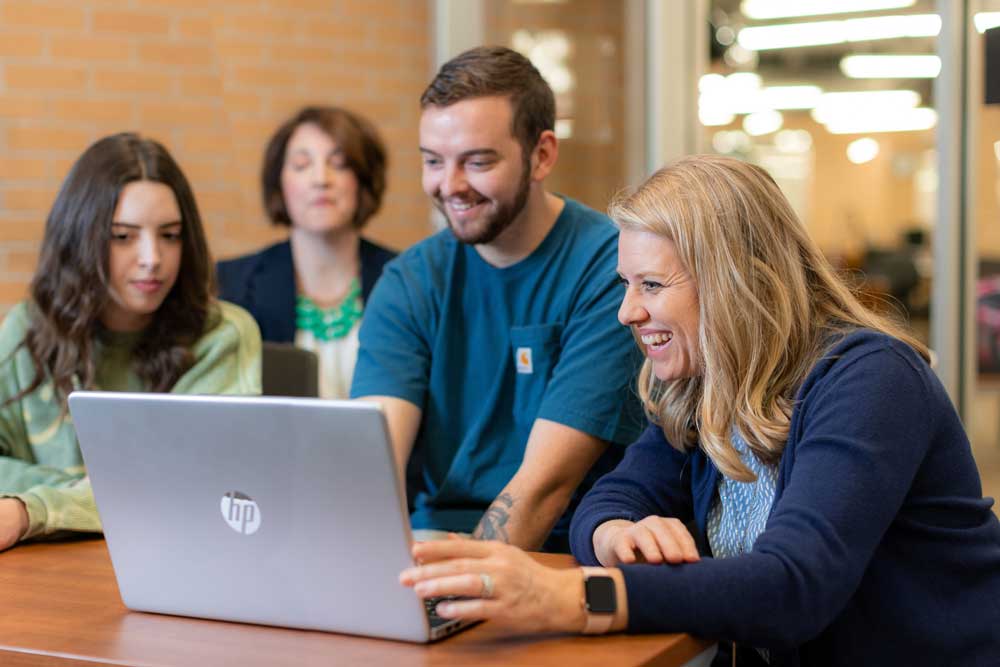 students on laptop