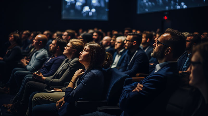 A group of attendees watching and listening Academic Conferences