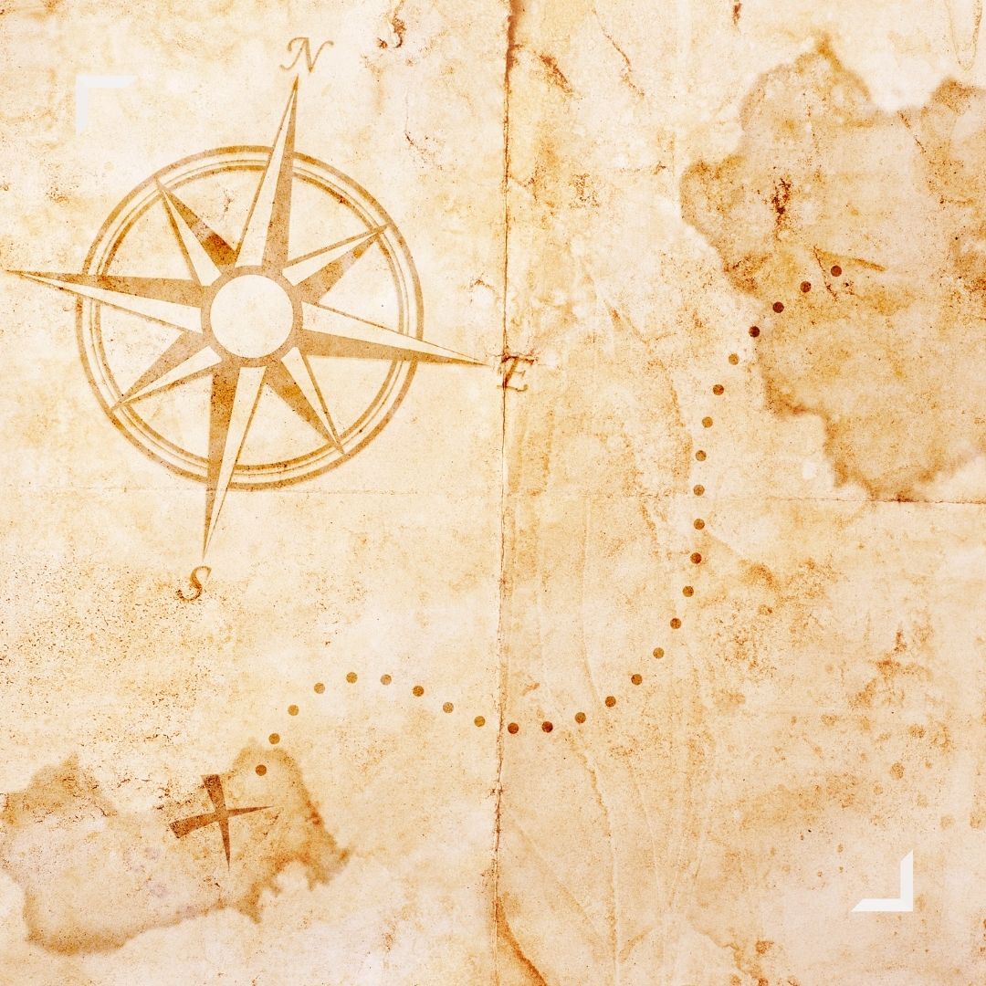 a old looking map with a compass rose