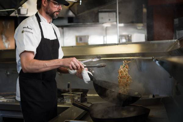 ksu student cooking healthly meals in kitchen