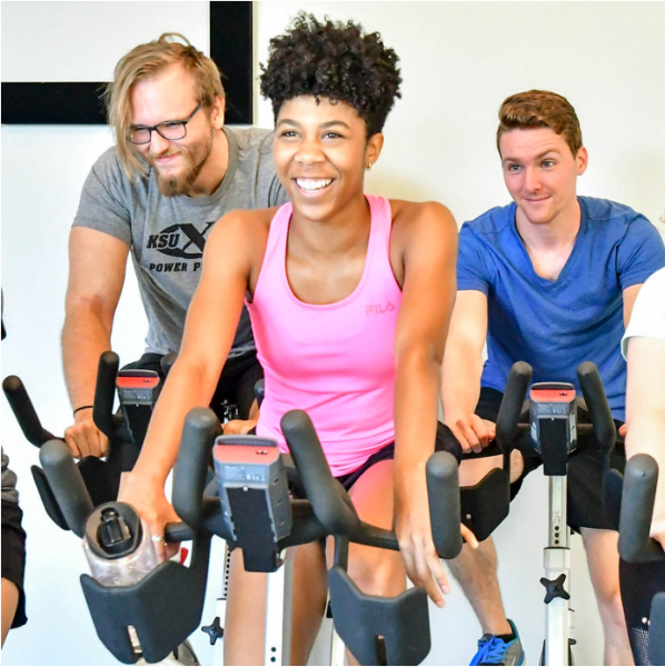 ksu students riding treadmills