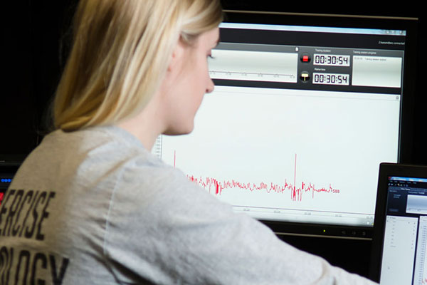 ksu student working at computer screen